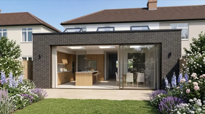 Wraparound extension on a terraced house
